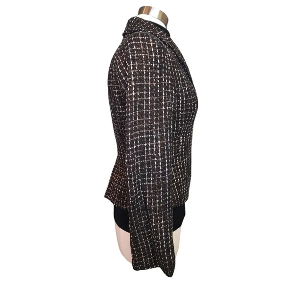 Coldwater Creek Women's Blazer Black with Gold Shimmer and White Size 4 - Picture 8 of 15